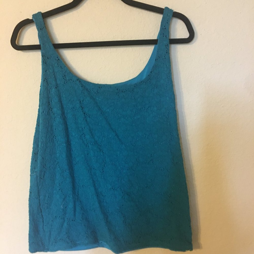 WHBM teal lace tank top